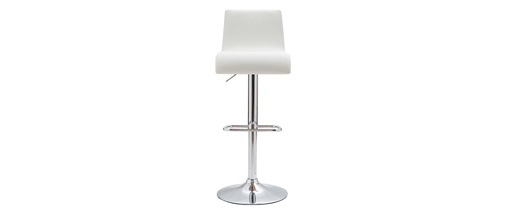 Tabouret de bar design r�glable blanc et bois clair (lot de 2) DELICACY