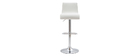 Tabouret de bar design r&eacute;glable blanc et bois clair (lot de 2) DELICACY