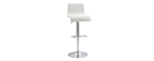 Tabouret de bar design r&eacute;glable blanc et bois clair (lot de 2) DELICACY