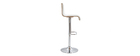 Tabouret de bar design r&eacute;glable blanc et bois clair (lot de 2) DELICACY