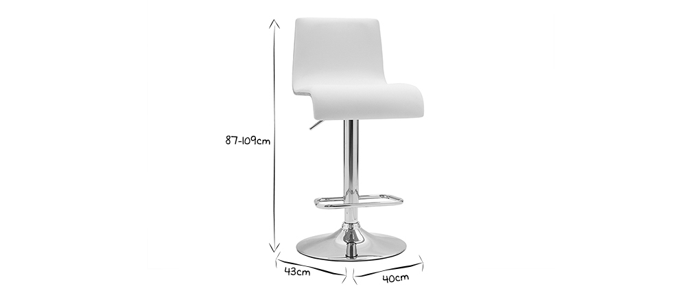 Tabouret de bar design r�glable blanc et bois clair (lot de 2) DELICACY