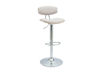 Tabouret de bar design réglable en tissu effet velours texturé beige et métal VASCO