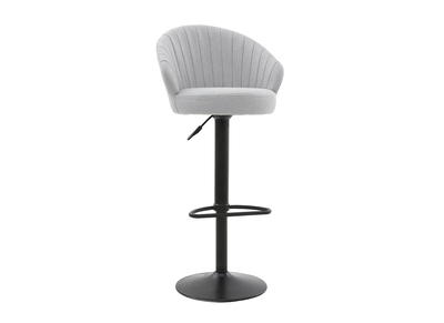 Tabouret de bar design r&eacute;glable et pivotant en tissu gris IZAAC