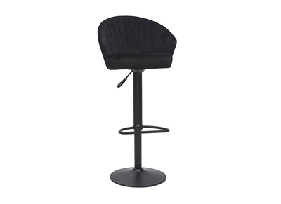 Tabouret de bar design r&eacute;glable et pivotant en velours noir IZAAC