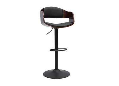 Tabouret de bar design réglable noir et bois foncé EUSTACHE