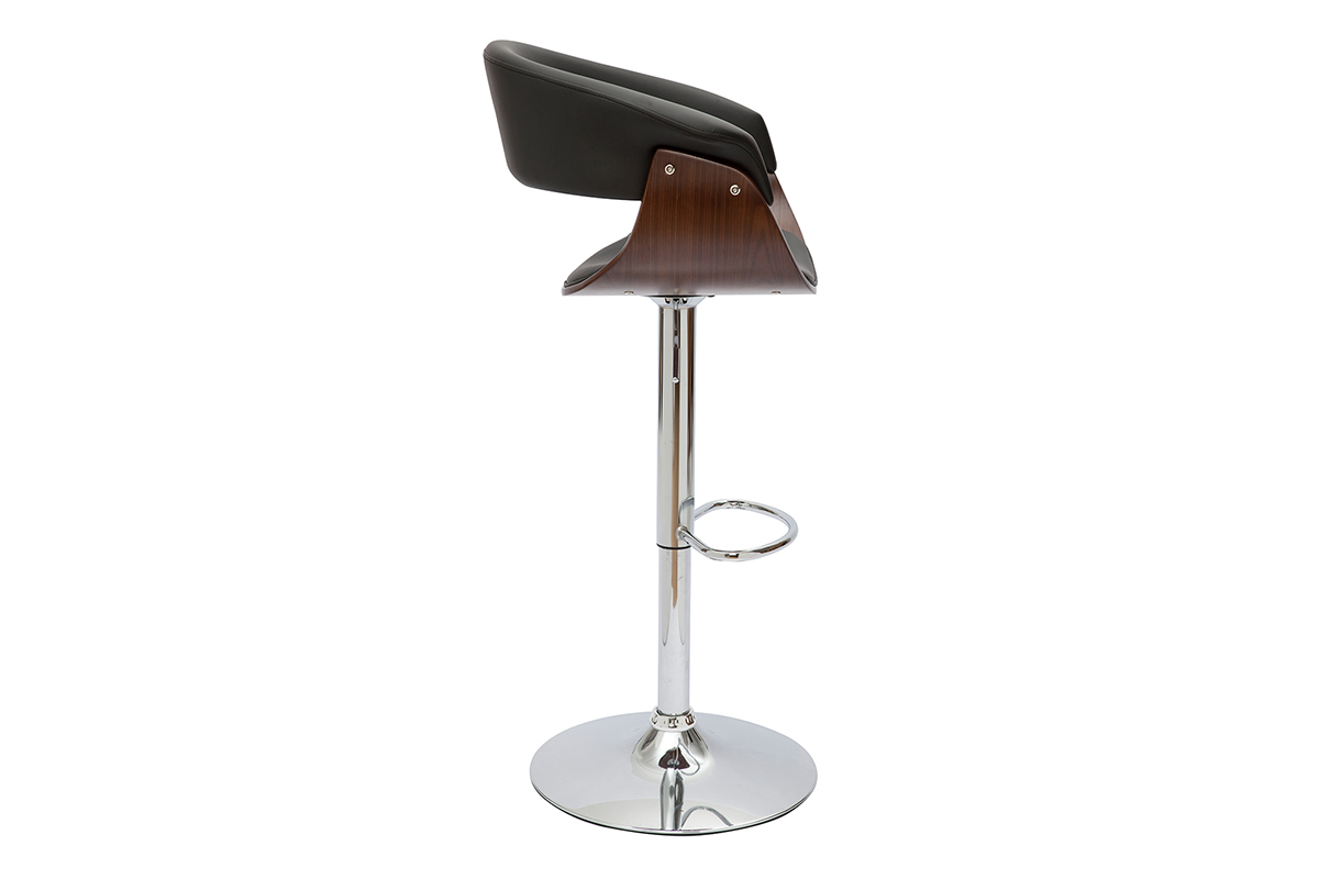 Tabouret de bar design rglable noir et bois fonc OKTAV