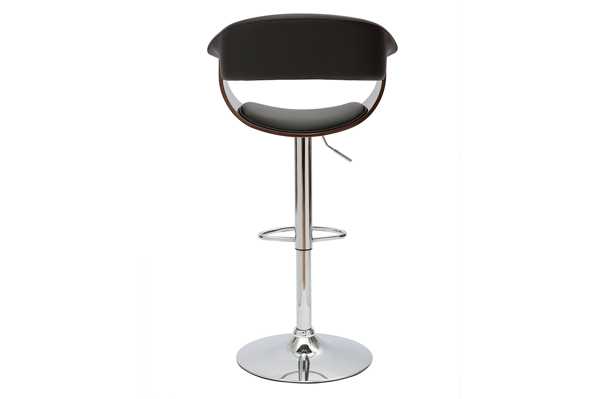 Tabouret de bar design rglable noir et bois fonc OKTAV