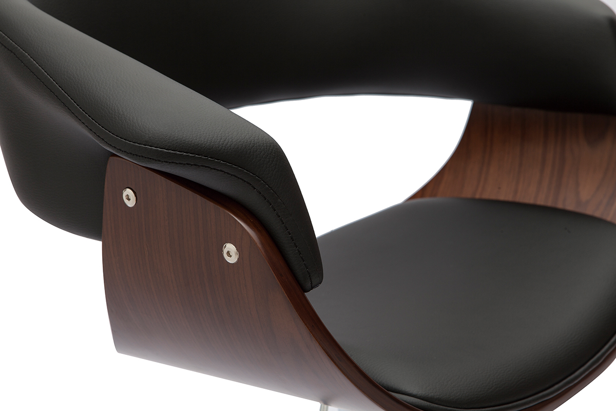 Tabouret de bar design rglable noir et bois fonc OKTAV