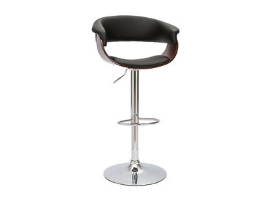 Tabouret de bar design r&eacute;glable noir et bois fonc&eacute; OKTAV