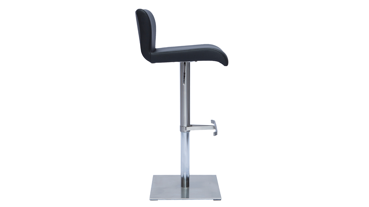 Tabouret de bar design rglable noir et inox bross SHEINA