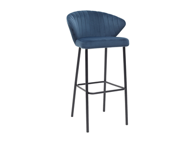 Tabouret de bar design tissu bleu jean 75cm DALLY
