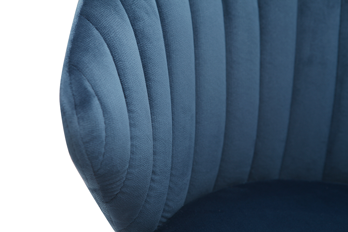 Tabouret de bar design velours bleu fonc H68 cm DALLY