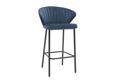 Tabouret de bar design velours bleu fonc&eacute; H68 cm DALLY