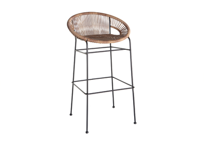 Tabouret de bar en fils de r&eacute;sine fa&ccedil;on rotin MIA
