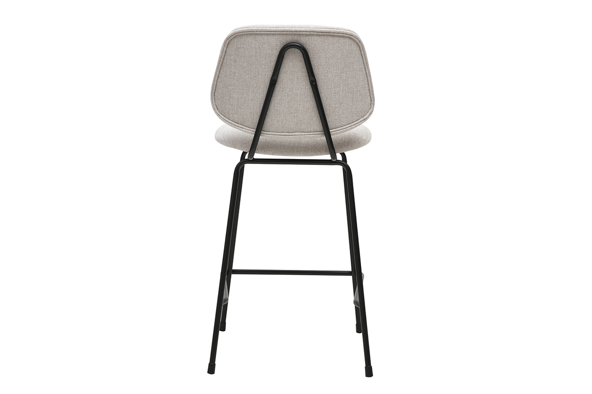 Tabouret de bar en tissu effet velours textur beige et mtal H66.5 cm BARNET
