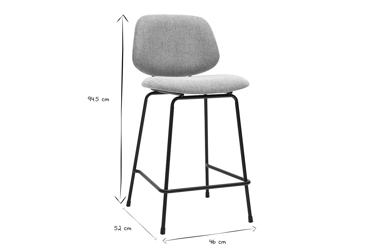 Tabouret de bar en tissu effet velours textur vert cladon et mtal H66.5 cm BARNET