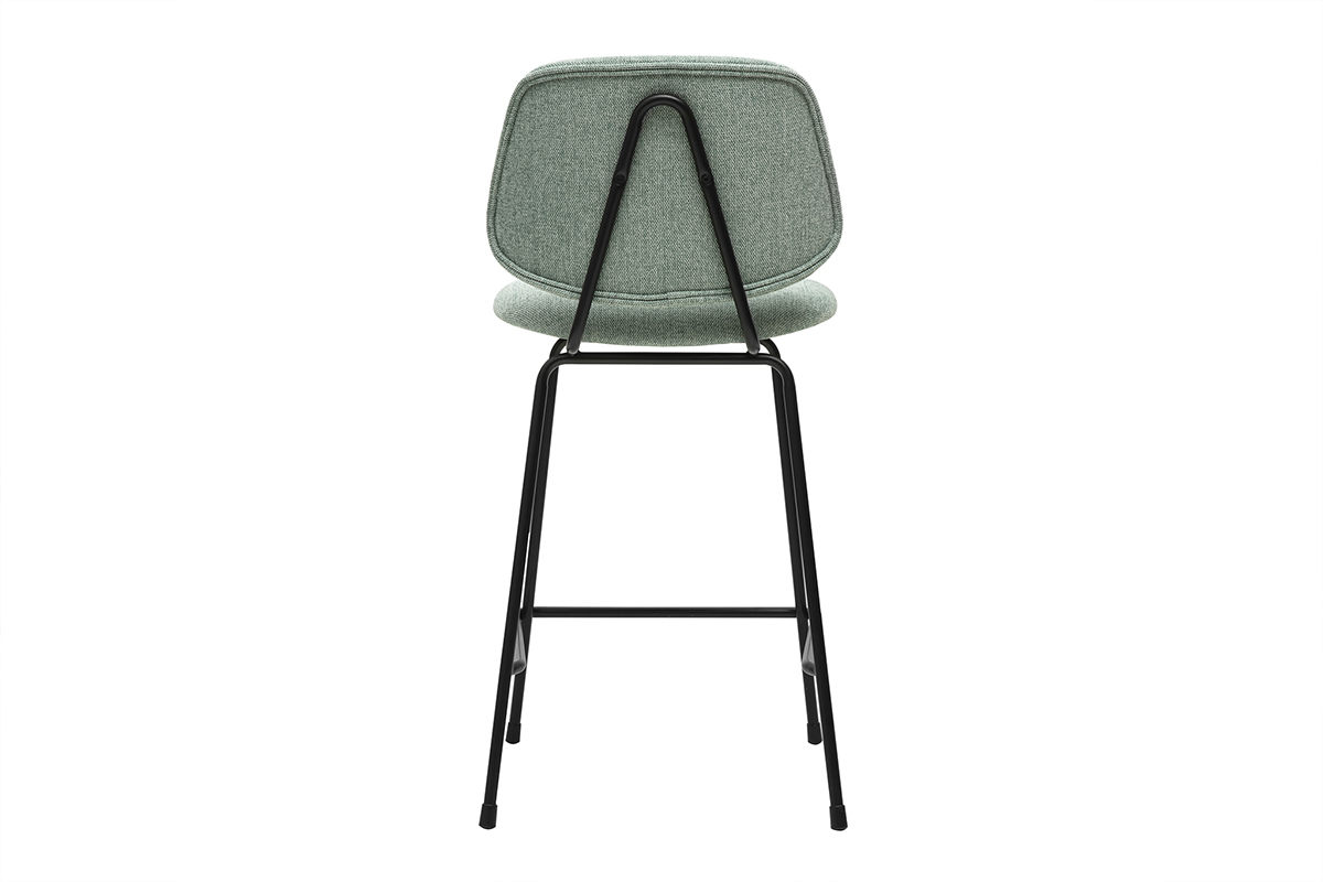 Tabouret de bar en tissu effet velours textur vert cladon et mtal H66.5 cm BARNET