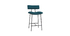 Tabouret de bar en velours bleu p&eacute;trole et m&eacute;tal H65 cm GOTHAM