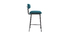 Tabouret de bar en velours bleu p&eacute;trole et m&eacute;tal H65 cm GOTHAM