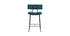 Tabouret de bar en velours bleu p&eacute;trole et m&eacute;tal H65 cm GOTHAM
