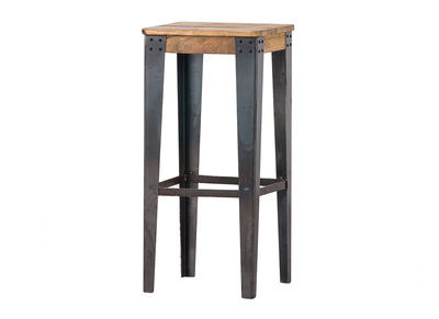 Tabouret de bar industriel acier et manguier massif H75 cm MADISON