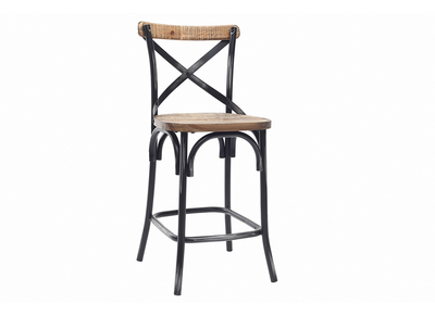 Tabouret de bar industriel en bois et métal vieilli noir 65 cm JAKE