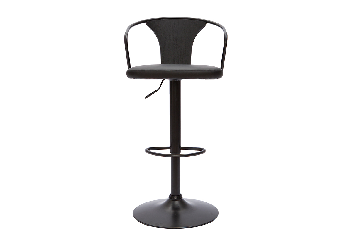 Tabouret de bar industriel noir r�glable pivotant 360� BECKETT