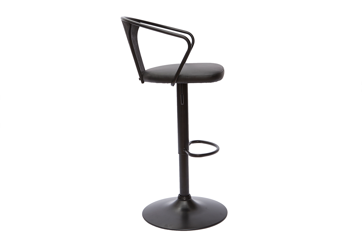 Tabouret de bar industriel noir r�glable pivotant 360� BECKETT
