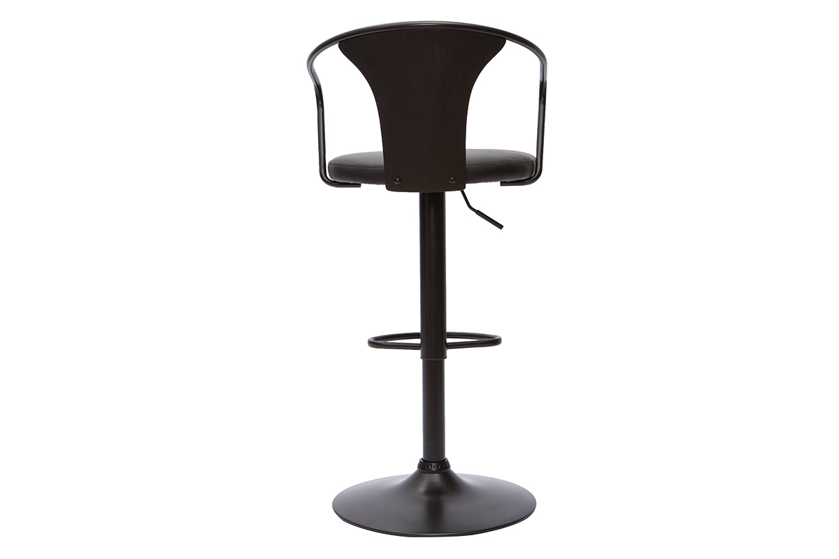 Tabouret de bar industriel noir r�glable pivotant 360� BECKETT