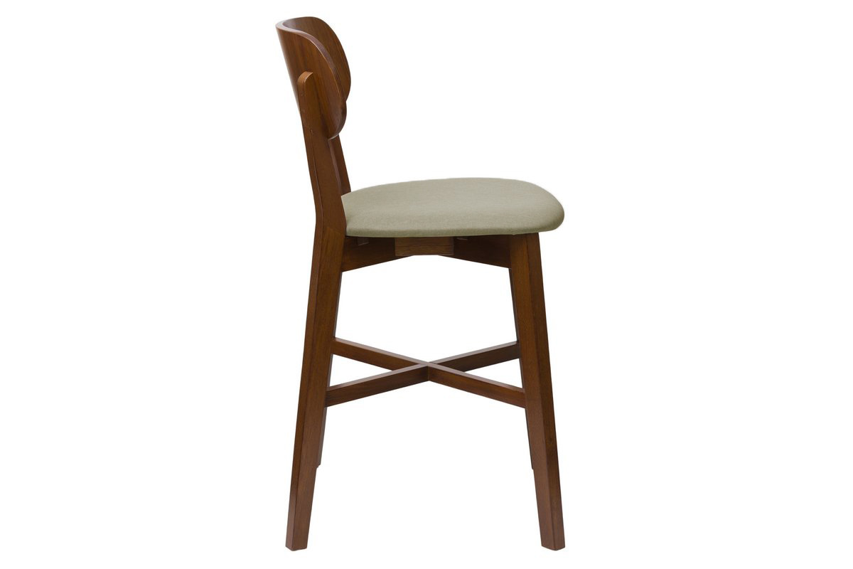 Tabouret de bar noyer et assise marron glac H65 cm LUCIA