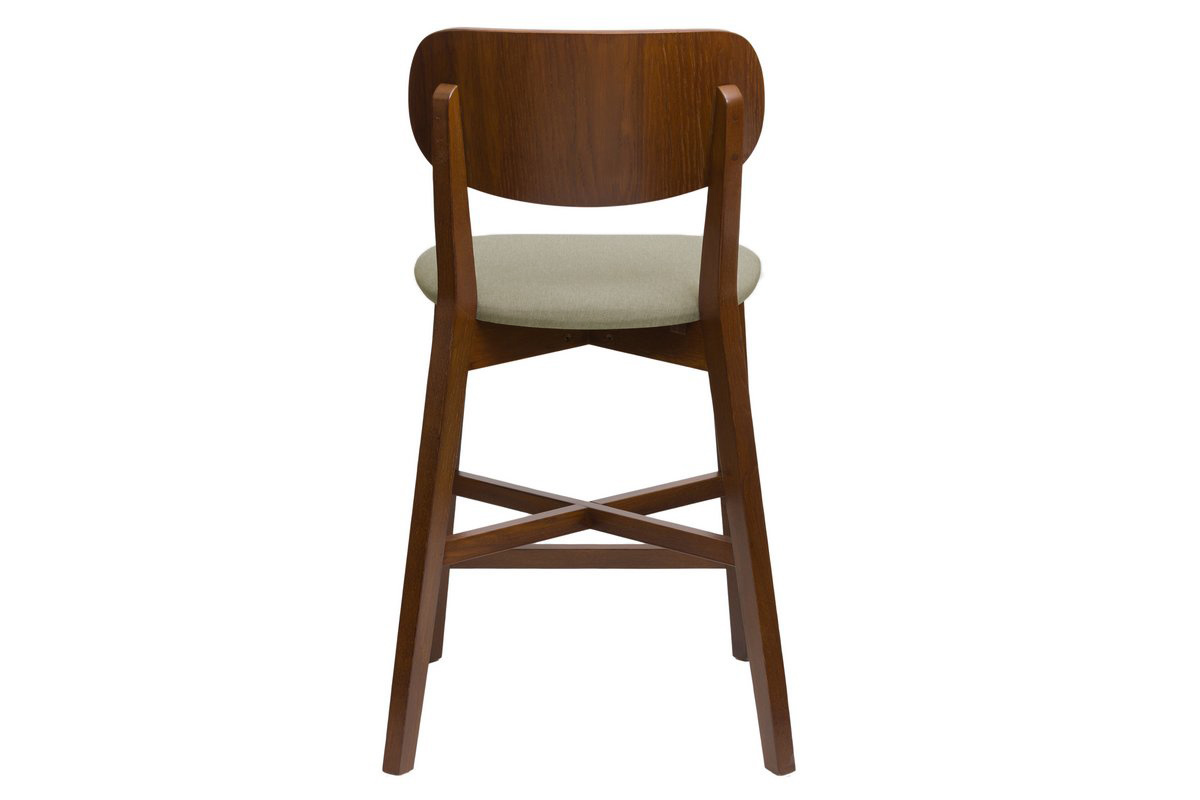 Tabouret de bar noyer et assise marron glac H65 cm LUCIA