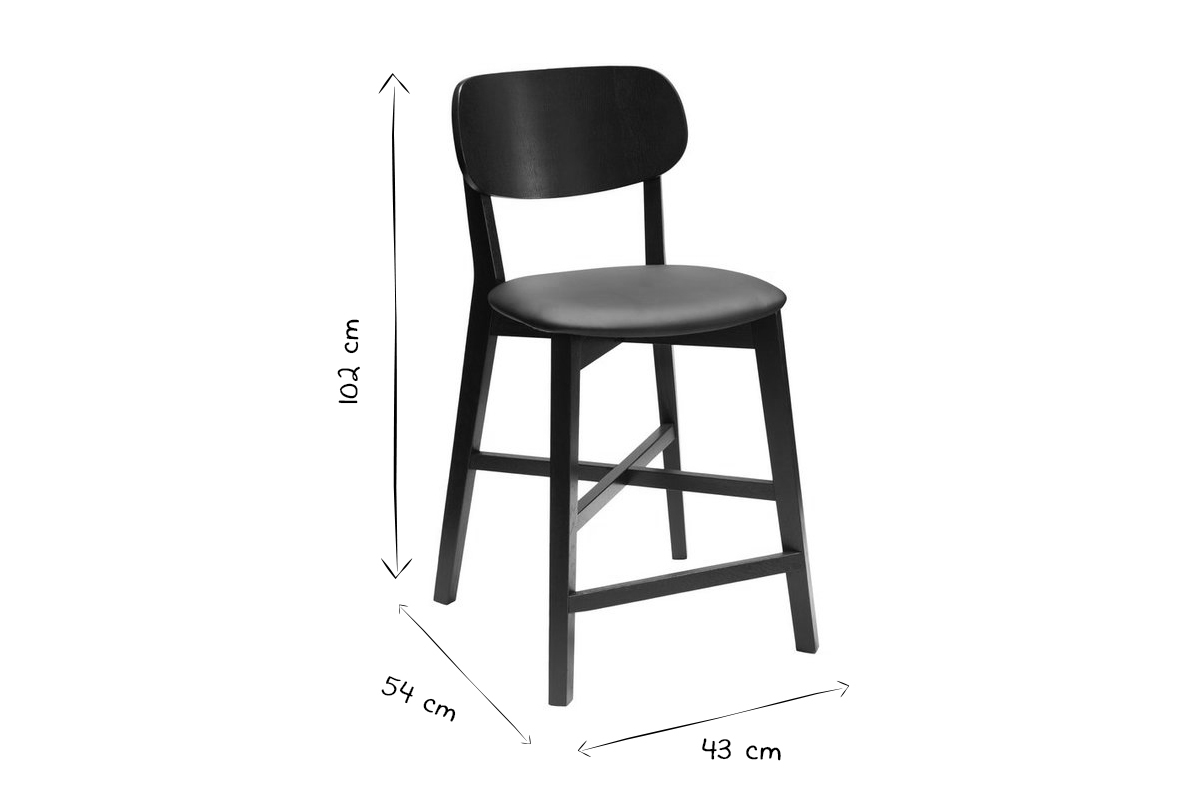 Tabouret de bar noyer et assise marron glac H65 cm LUCIA
