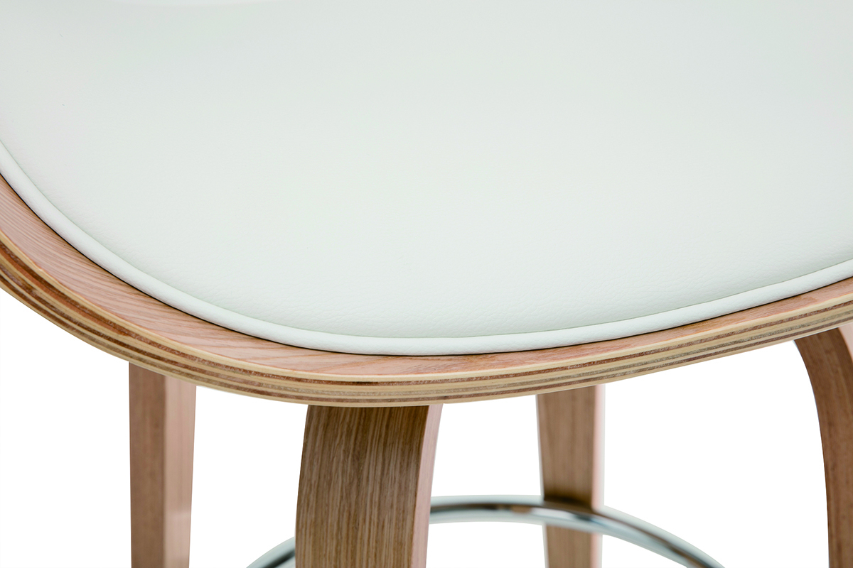Tabouret de bar pivotant blanc et bois clair 69 cm BENT