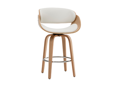 Tabouret de bar pivotant blanc et bois clair 69 cm BENT