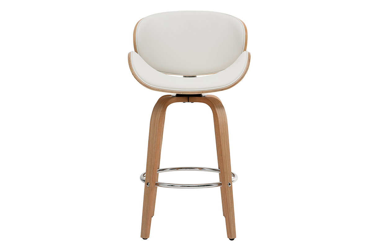 Tabouret de bar pivotant blanc et bois clair  WALNUT