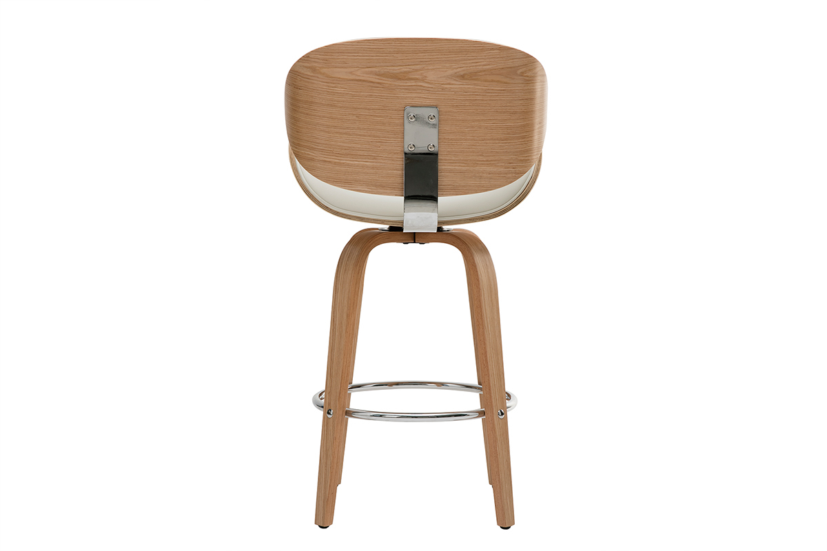 Tabouret de bar pivotant blanc et bois clair  WALNUT