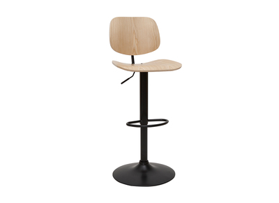 Tabouret de bar relevable bois clair et métal noir TOBIAS