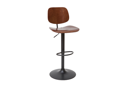Tabouret de bar relevable noyer et métal noir TOBIAS
