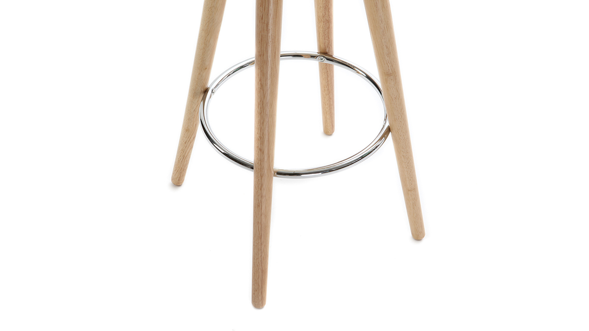 Tabouret de bar scandinave blanc et bois clair 65 cm NORDECO