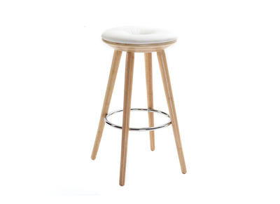 Tabouret de bar scandinave blanc et bois clair 65 cm NORDECO