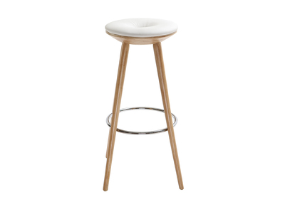 Tabouret de bar scandinave blanc et bois clair 79 cm NORDECO