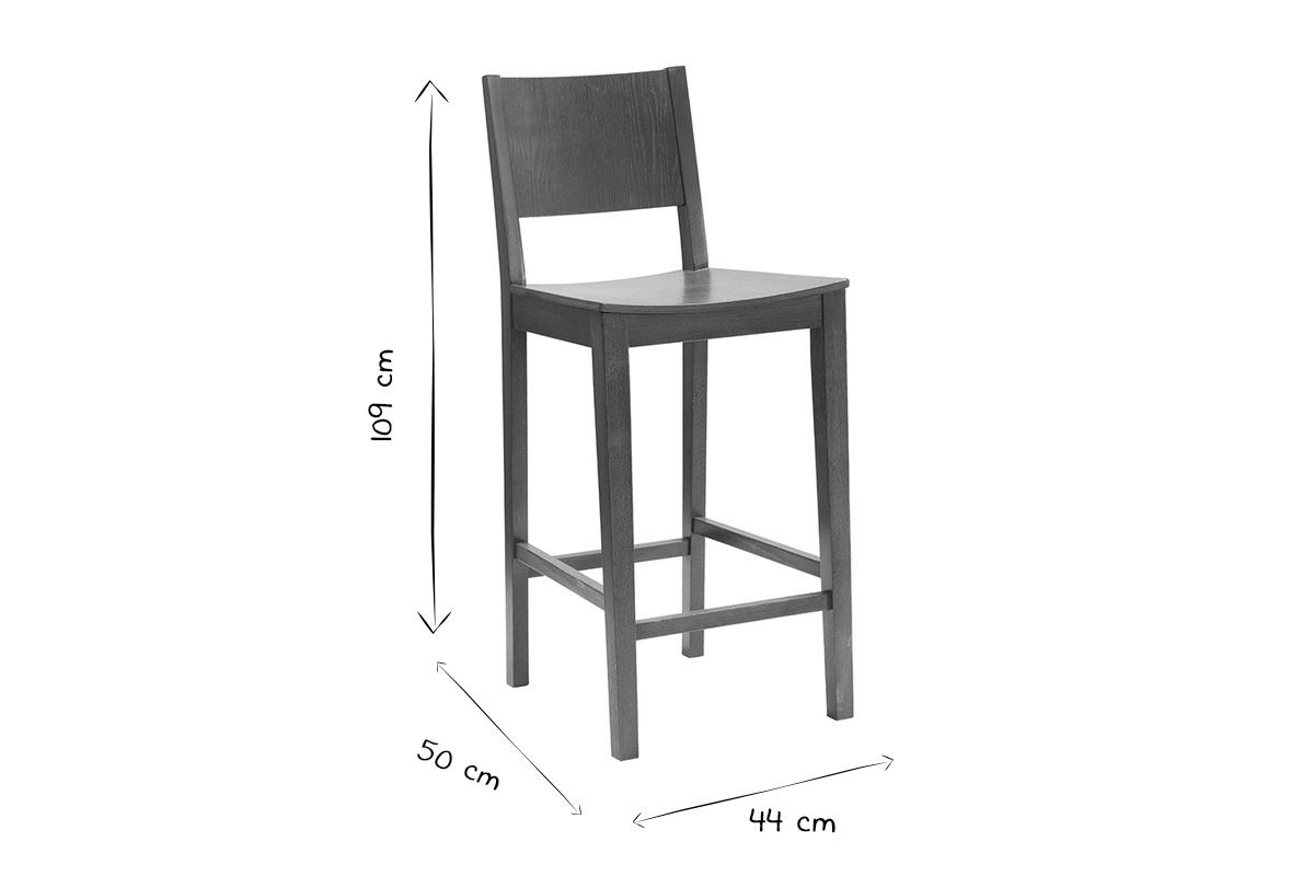 Tabouret de bar scandinave bois chne H65 cm MELVIL