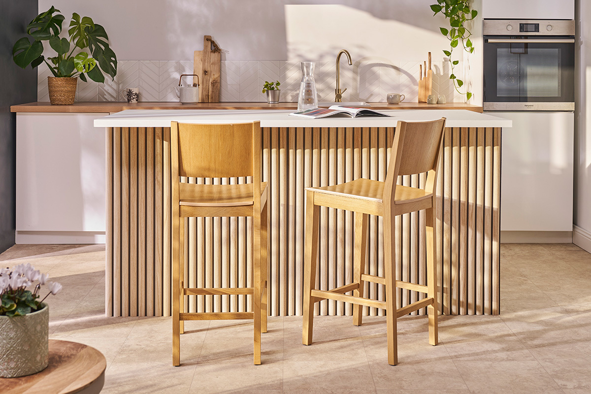 Tabouret de bar scandinave bois chne H65 cm MELVIL