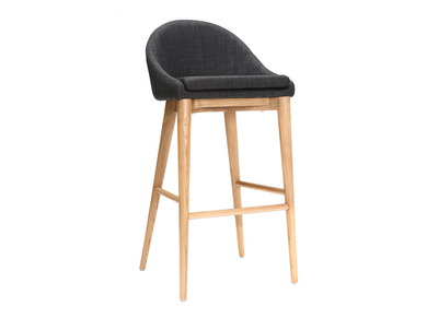 Tabouret de bar scandinave bois et tissu gris anthracite 75 cm DALIA