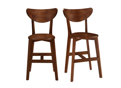 Tabouret de bar scandinave noyer - lot de 2 LEENA