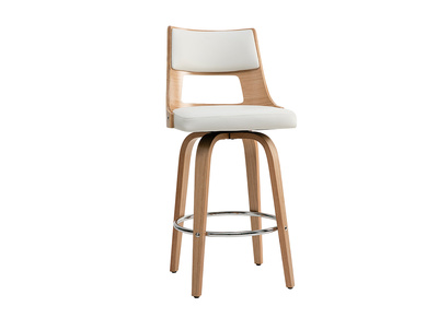 Tabouret de bar scandinave pivotant blanc et bois clair GARBO