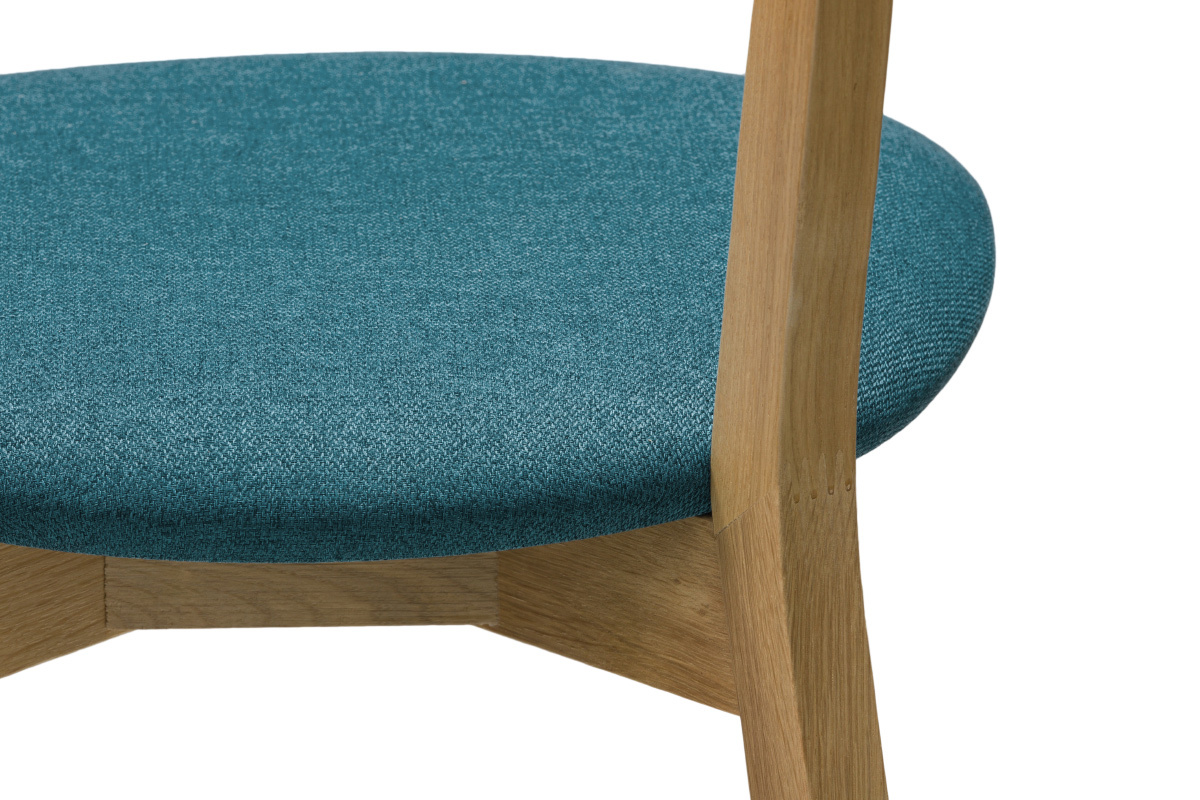 Tabouret de bar vintage bois clair et bleu canard H65 cm DOVE