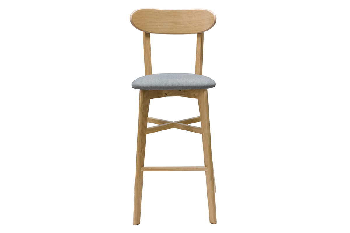 Tabouret de bar vintage bois clair et gris clair H75 cm DOVE