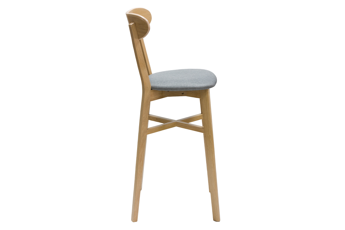 Tabouret de bar vintage bois clair et gris clair H75 cm DOVE