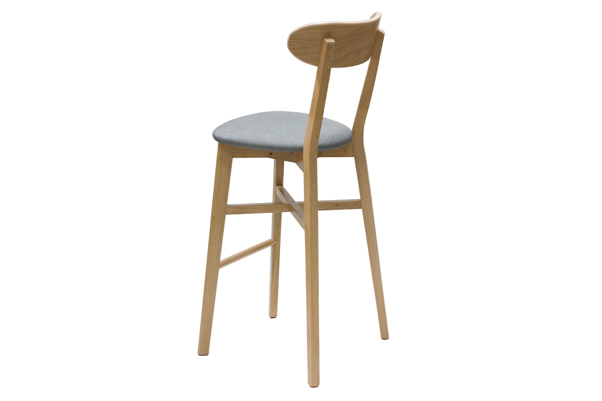 Tabouret de bar vintage bois clair et gris clair H75 cm DOVE
